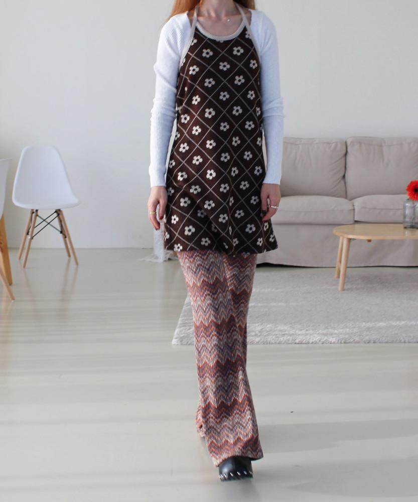 데이지꽃 플라워 홀터넥 니트 미니원피스(2color)