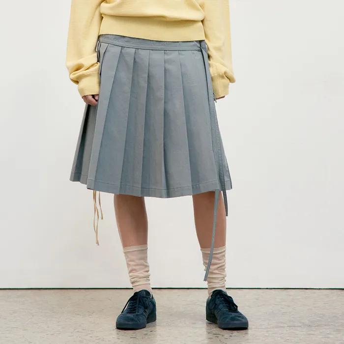 PLEATED ZIPPER SKIRT_KHAKI_LW251SK05KH