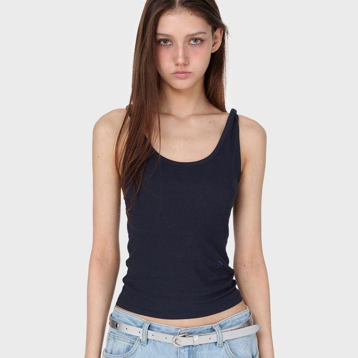 Shoulder Twist Sleeveless Top, NAVY