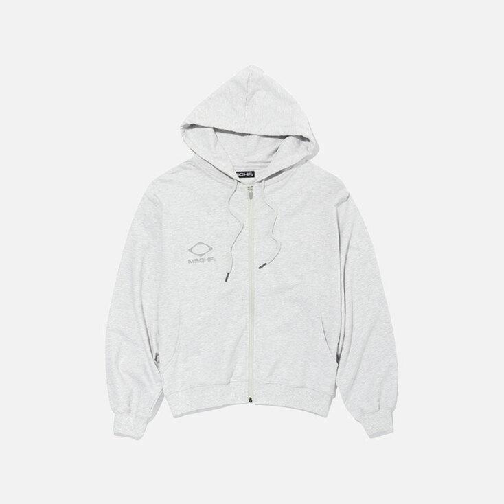 RHOMBUS ZIP UP HOODIE (MELANGE GREY)