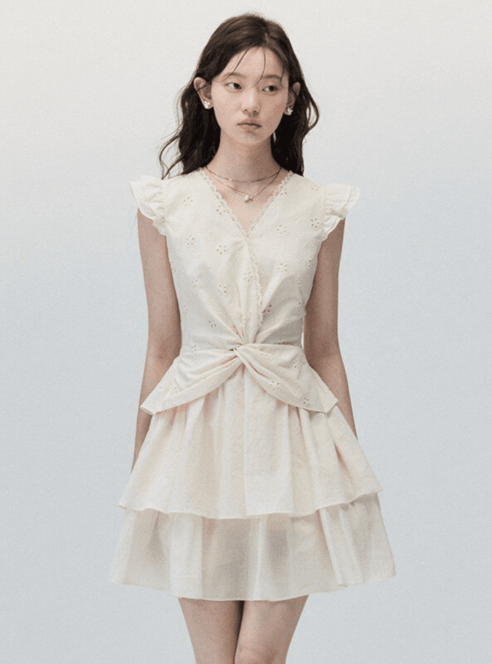 Soft Flutter Wing Lace Dress