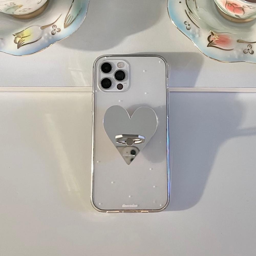 (Set) Love mirror tok + Snow case : 하트거울톡 눈케이스 젤리 젤하드 겨울케이스 , 사인코사인