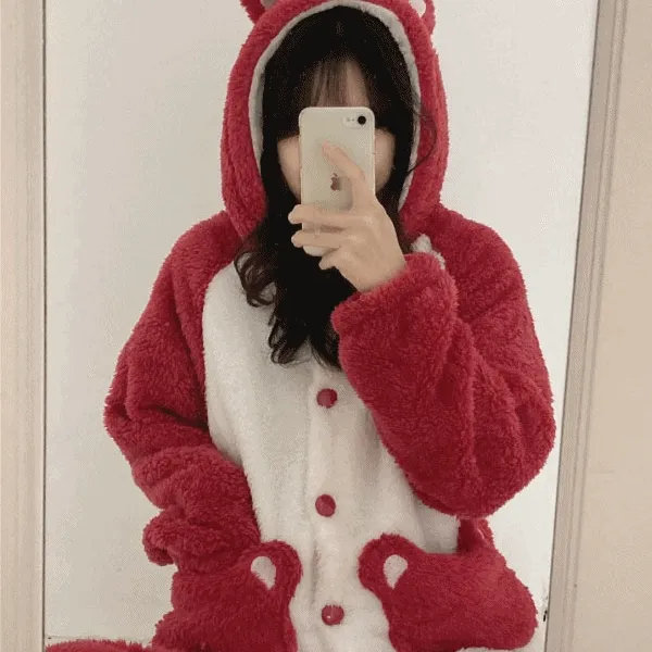 Pink Bear Pajama 핑크 곰돌이 겨울 수면잠옷 동물잠옷 파자마