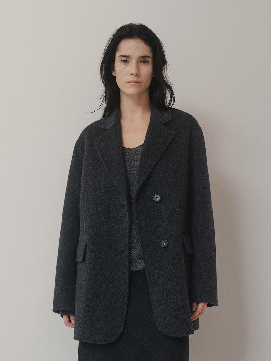 TVF CAMEL HAIR SEMI DOUBLE BLAZER [HAND MADE]_CHARCOAL