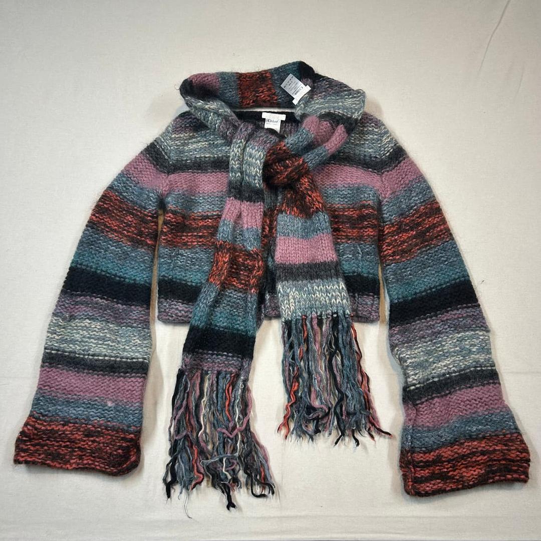 M) 끌로에 Chloe 모헤어 벨 슬리브 오픈 가디건 & 머플러 | 후루츠패밀리
