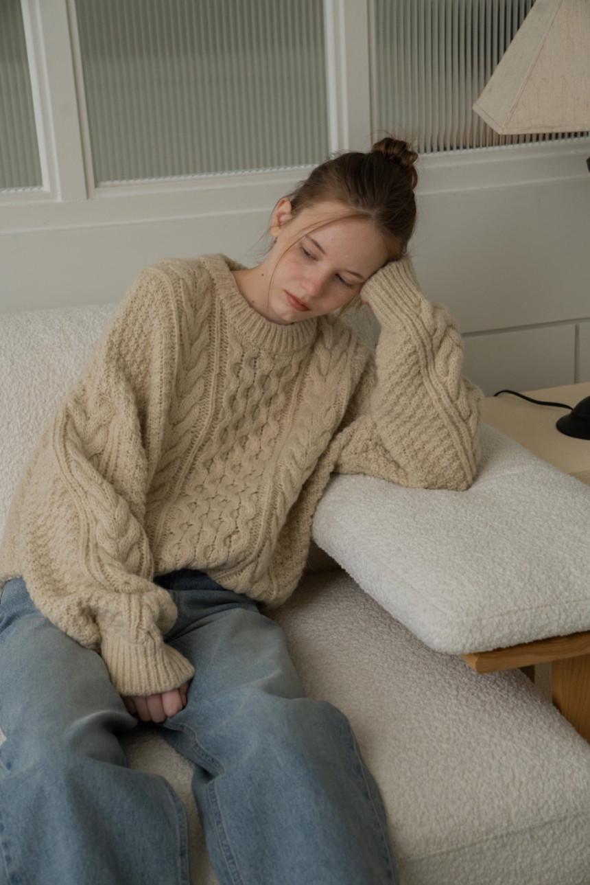 오버클래식 캐롤 알파카 니트 3color