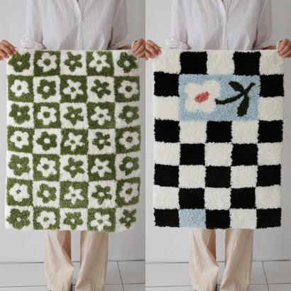 플라워 체커보드 러그