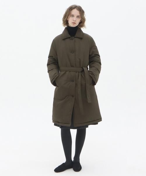 A라인 로브 패딩 코트 _카키브라운