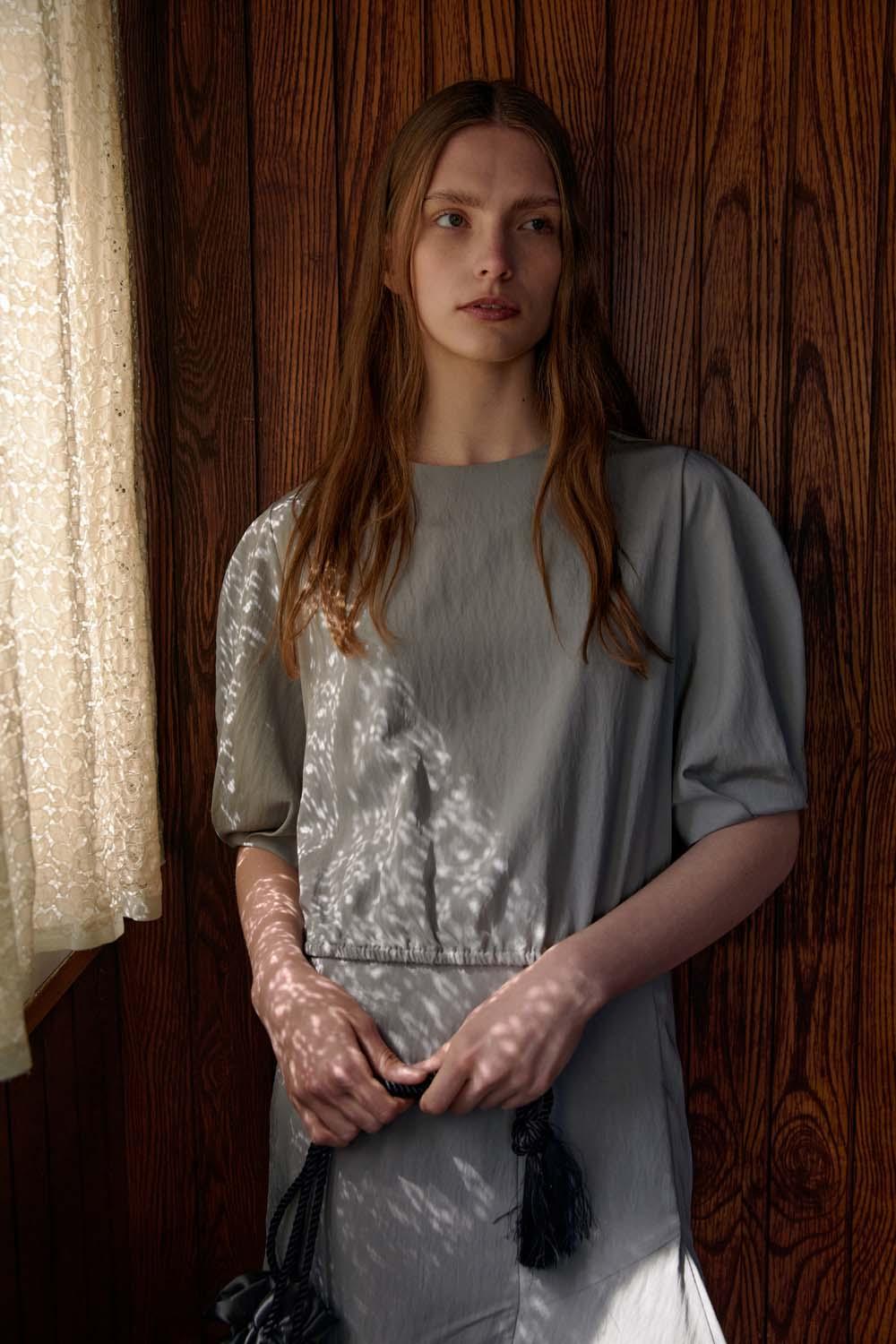 dear volume blouse-warm grey