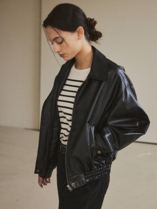 [단독] W/Vegan Leather Blouson Jacket-Black