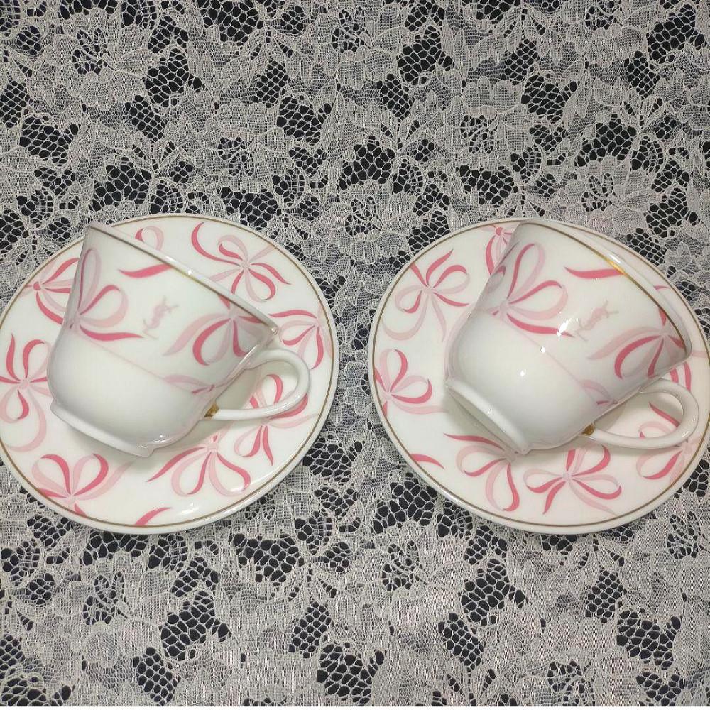 YSL 입생로랑 핑크리본 잔&소서 명품 찻잔 명품 커피잔