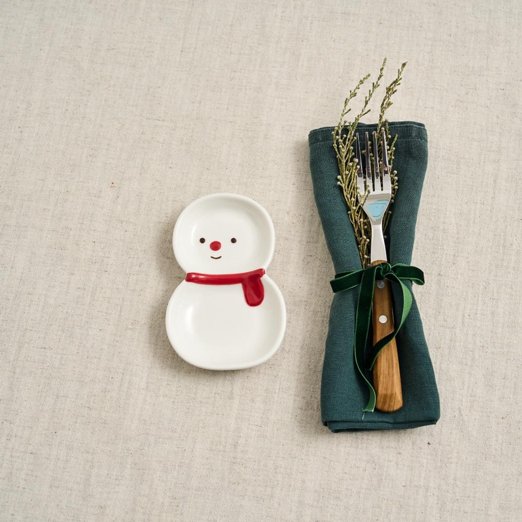 L 산타의 겨울선물 작은눈사람 2칸나눔접시 L13_QINGFA_NK9124029