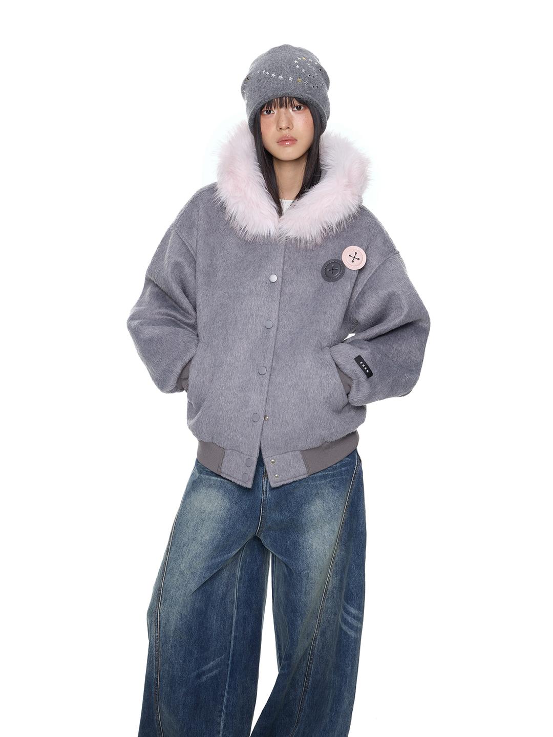 EZEK Pink Fur Hoodie Stadium