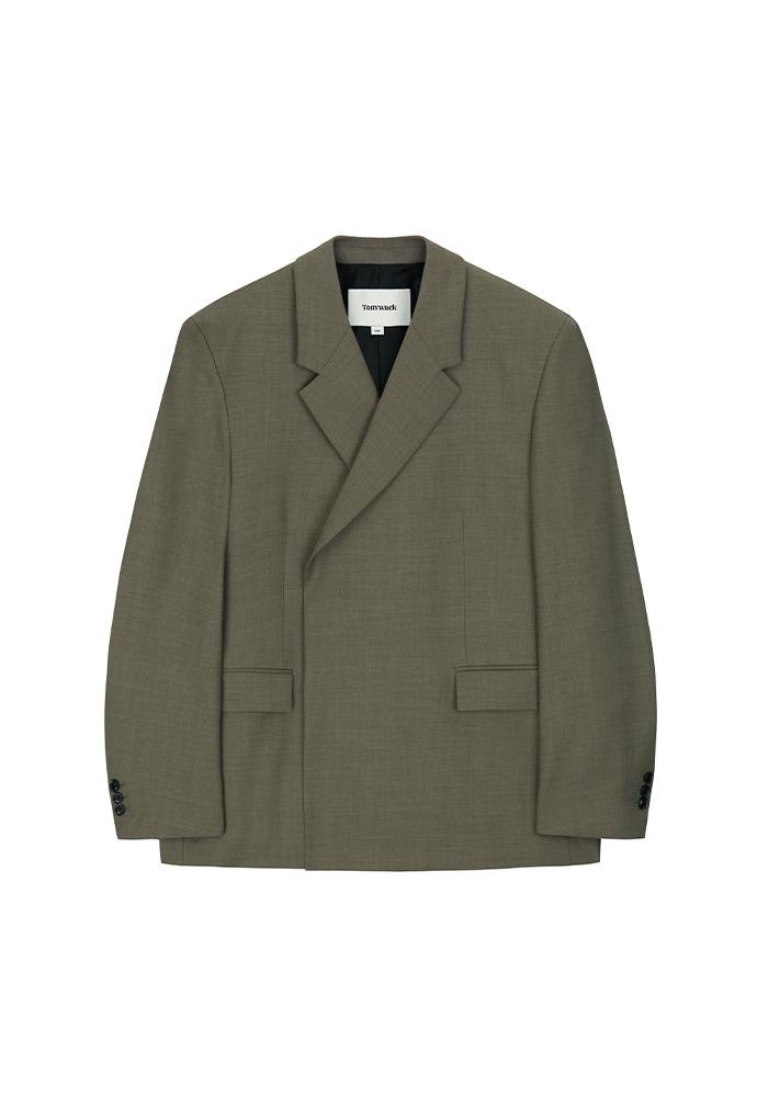 High Density Wool Hidden Button Blazer (Wool 100%)_ Bronze Beige
