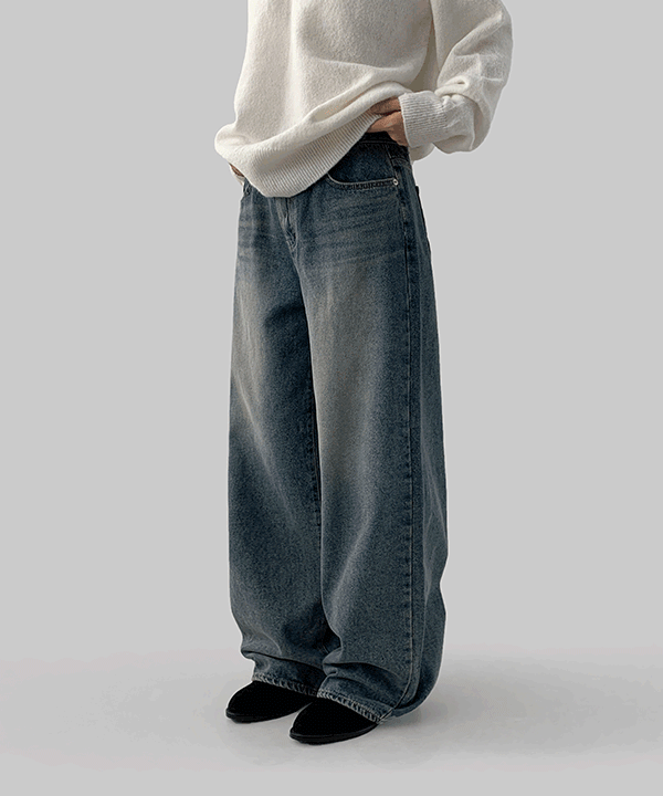 매니크 토우디 기모 와이드 데님팬츠