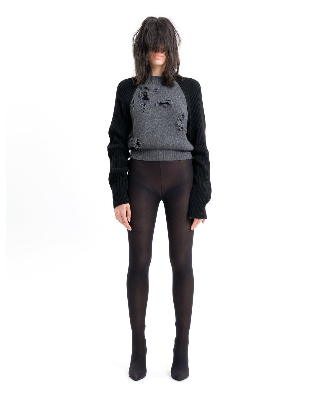 (EMMA) BODY DAMAGED KNIT - 0 / GREY