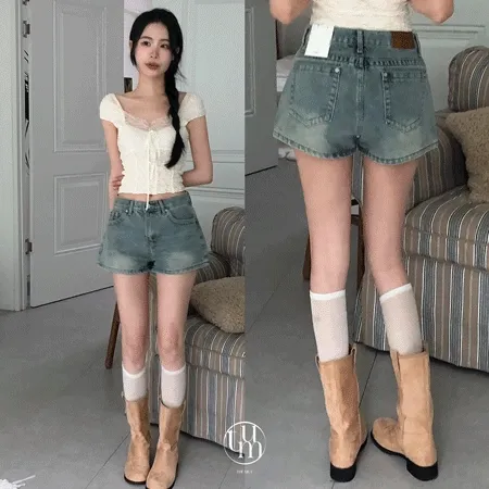 [골반볼륨UP!]허벅지삭제핏! 초미니 핫팬츠 청 데님 반바지 숏팬츠 2color