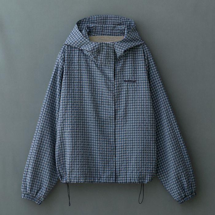 Check Hoodie Jacket Blue