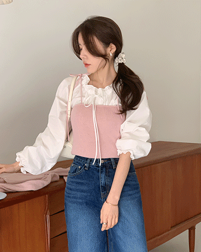 모던로브 [🌸봄신상]제르디 투웨이 리본 뷔스티에(울55%) - 4color 어텀/나시/레이어드/뷔스티에나시/민소매/리본뷔스티에