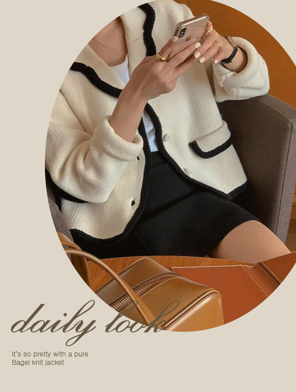 [베스트재진행🤎] 베이글 니트 자켓_JK6827 간절기 겨울 숏 크롭 기본 베이직 모임룩 데이트룩 가디건자켓 이지룩 올드머니룩 바비코어