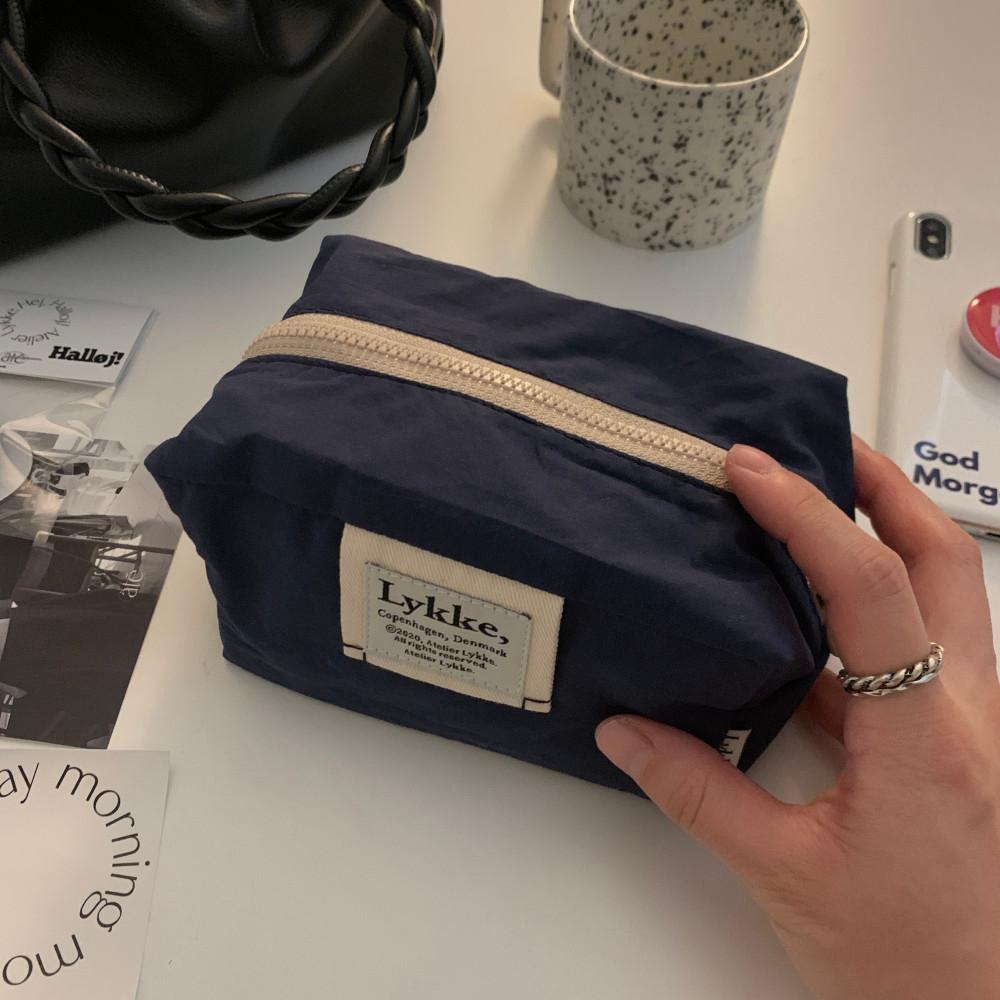 [2차] [아틀리에리케]cotton navy pouch 사각 박스파우치