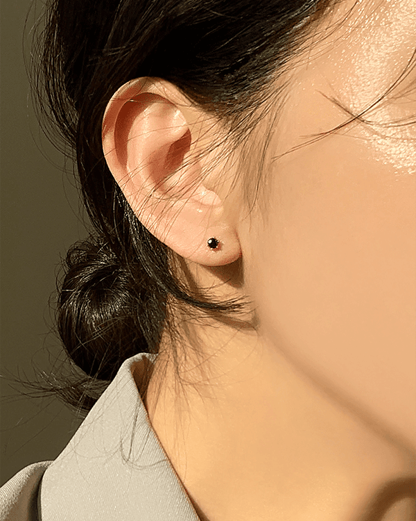 [무배] 실버925 로즈골드 작은 미니 블랙 크리스탈 큐빅 귀걸이