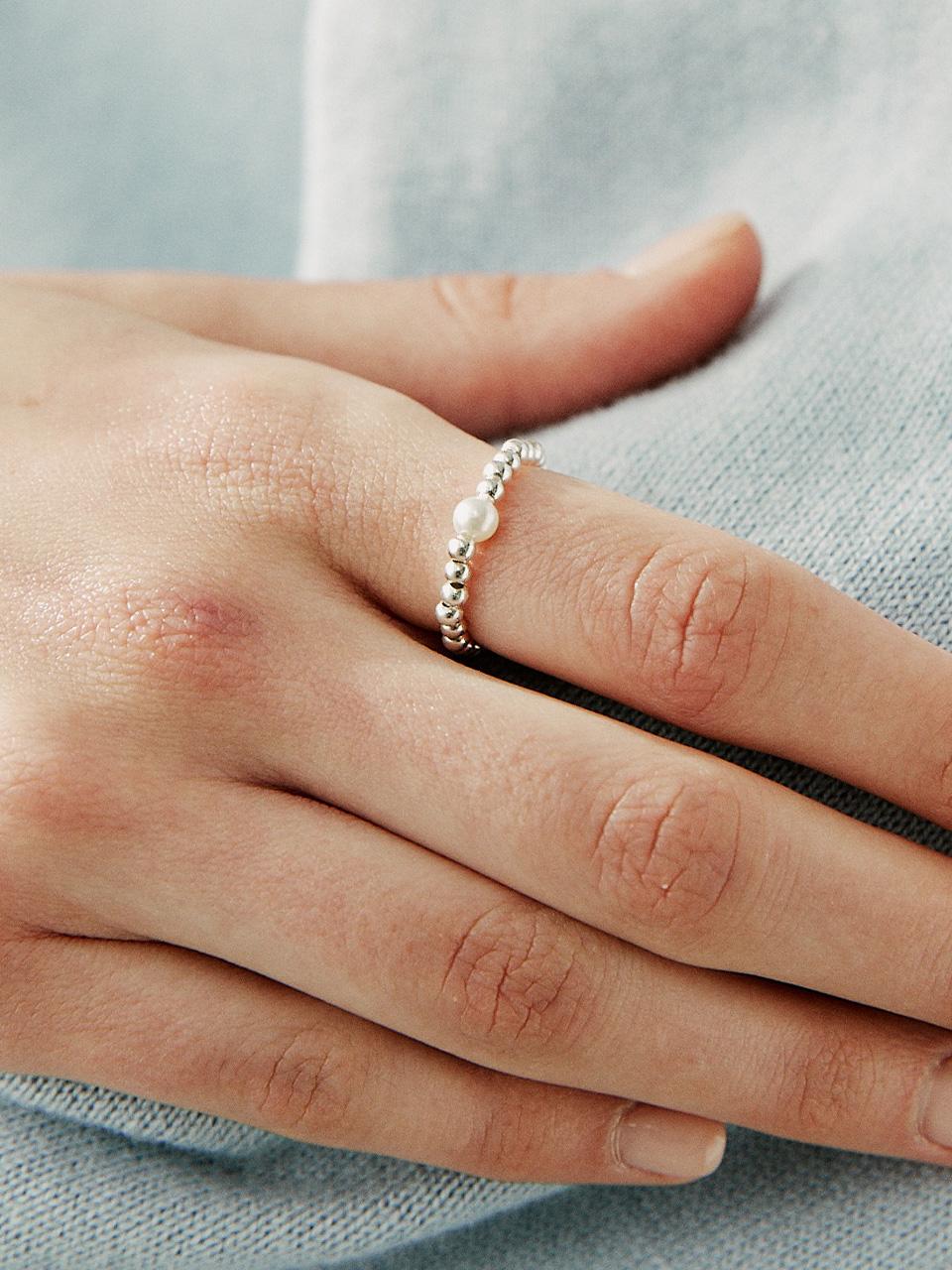 [태연 착용] [silver925]boll pearl point ring