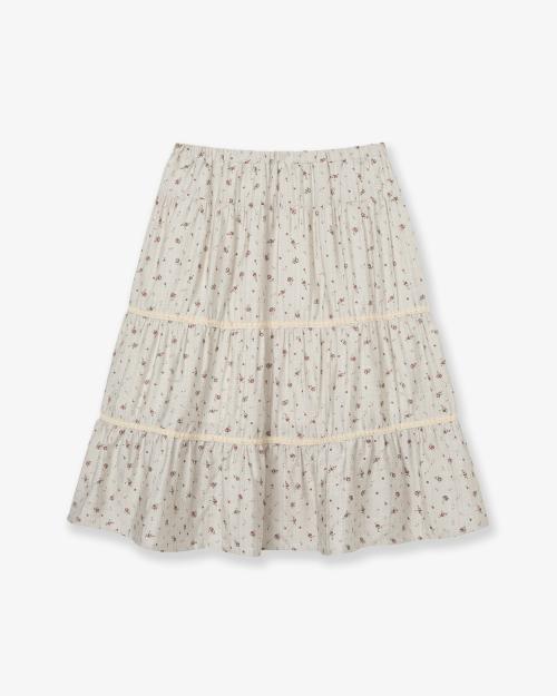 PATTERN TIERED SKIRT [BEIGE]