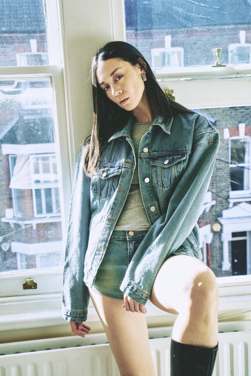 Shoulder Denim jacket (Washing blue) - PIC / COST