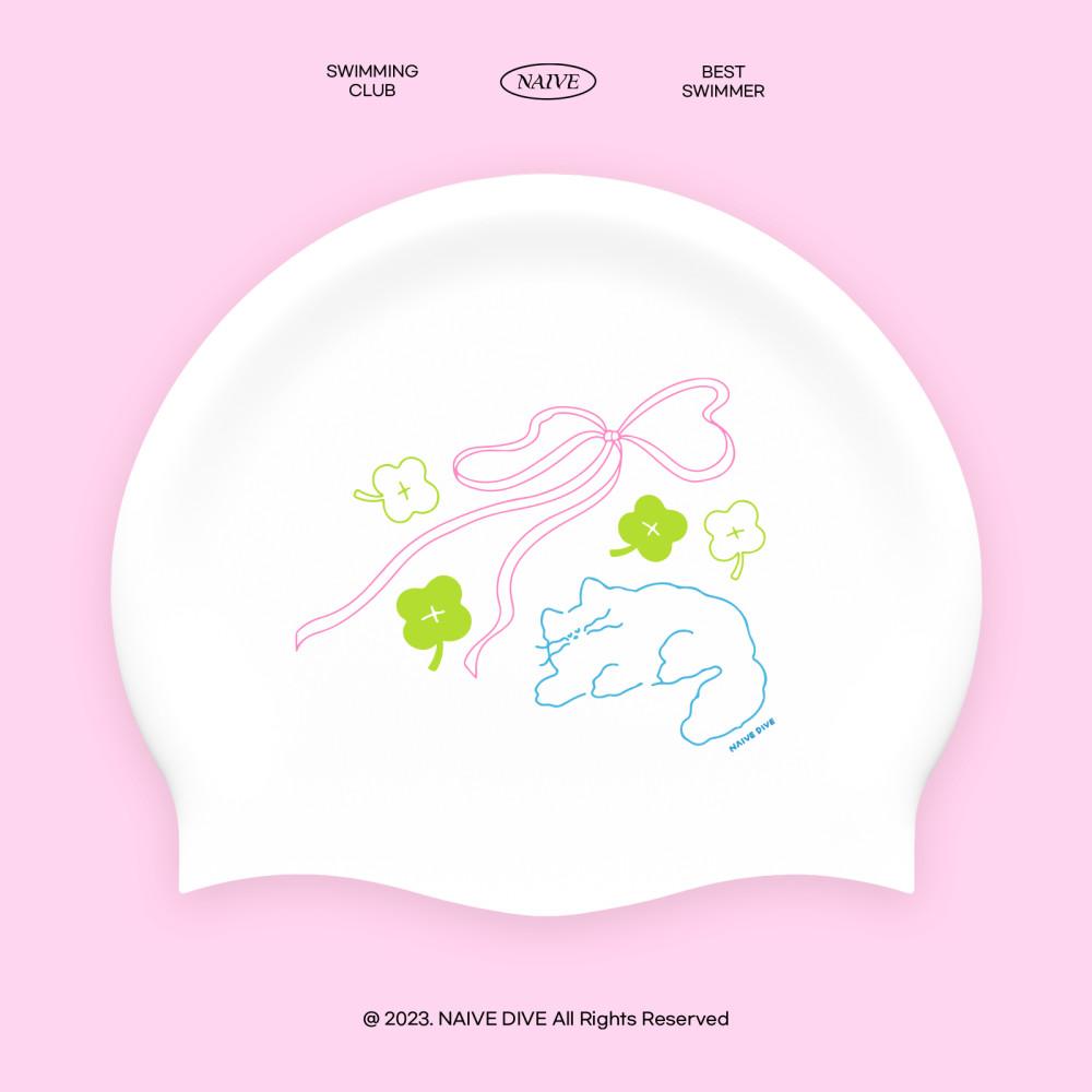 나이브다이브 낮잠 컬러 귀여운 복슬복슬 고양이 수모 제작수모 실리콘 수영모자