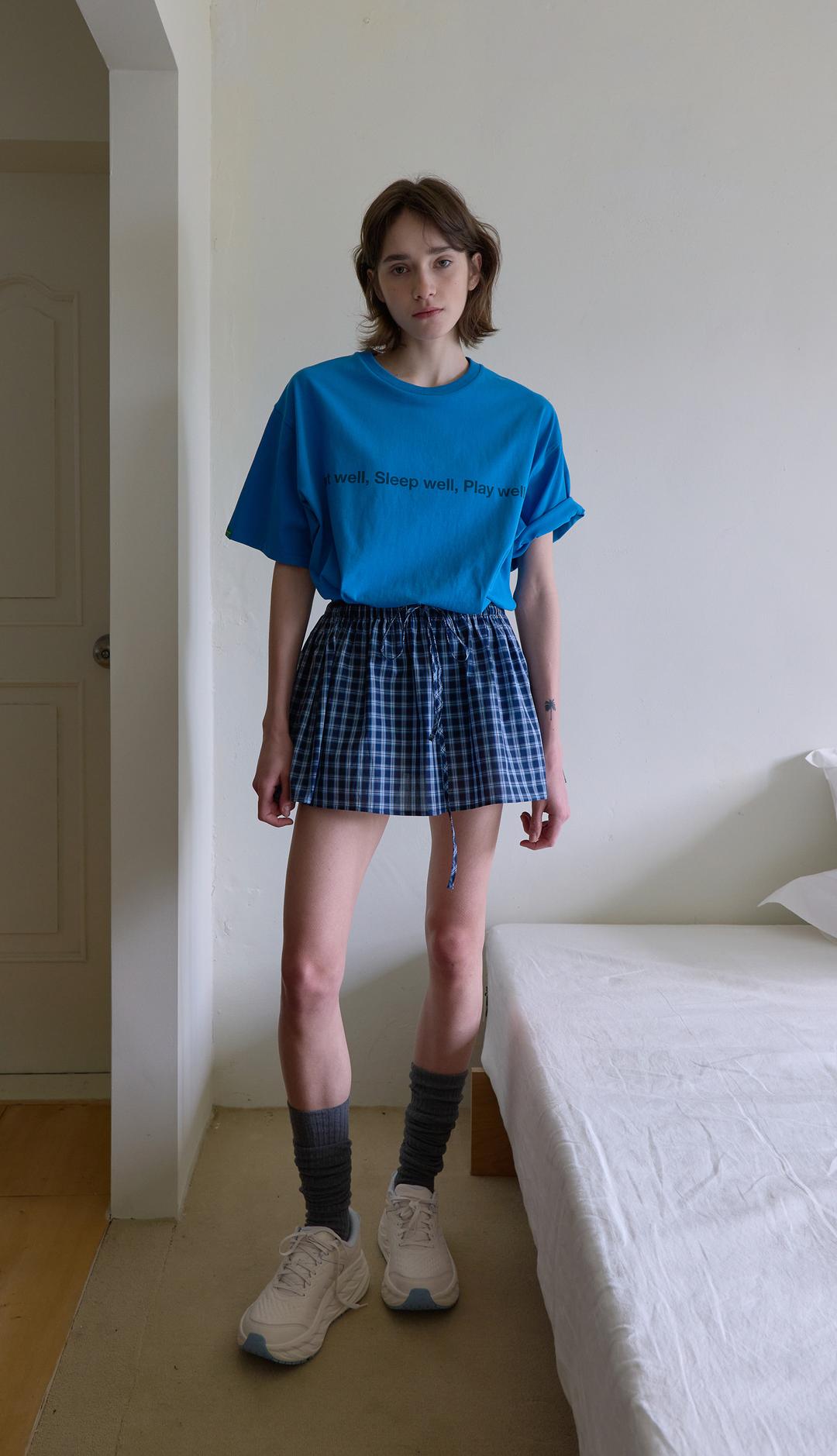 172. Layered Check Skirt _ Navy check