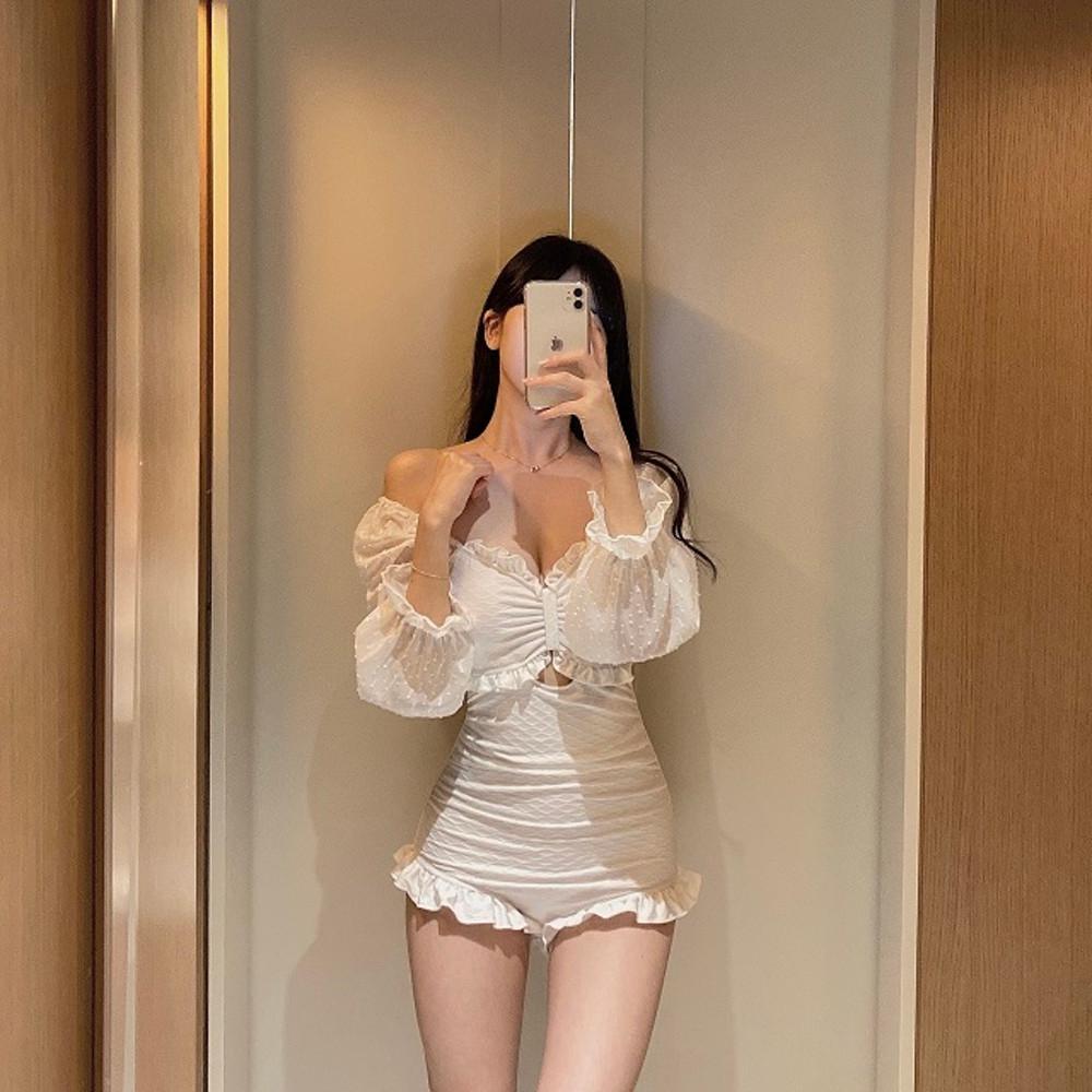 퓨어여신 시스루 프릴 모노키니 비키니 수영복