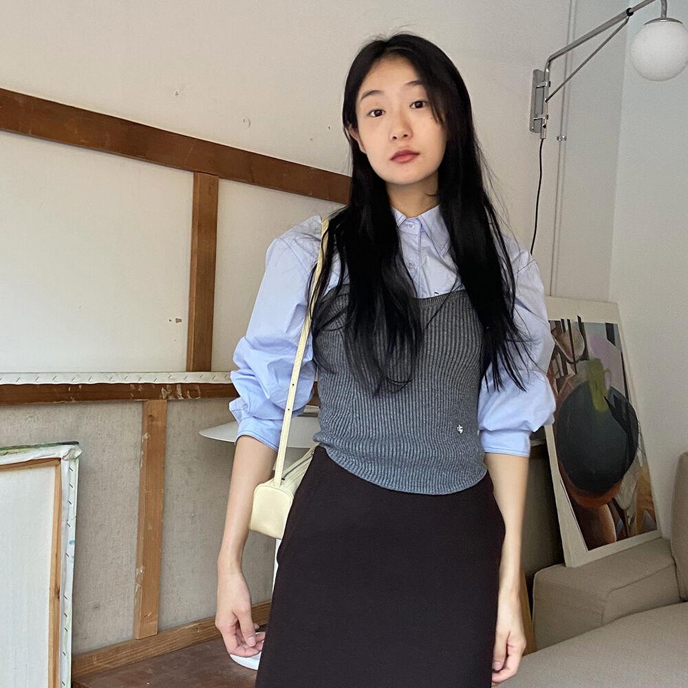 Cable Line Knit Bustier_Charcoal