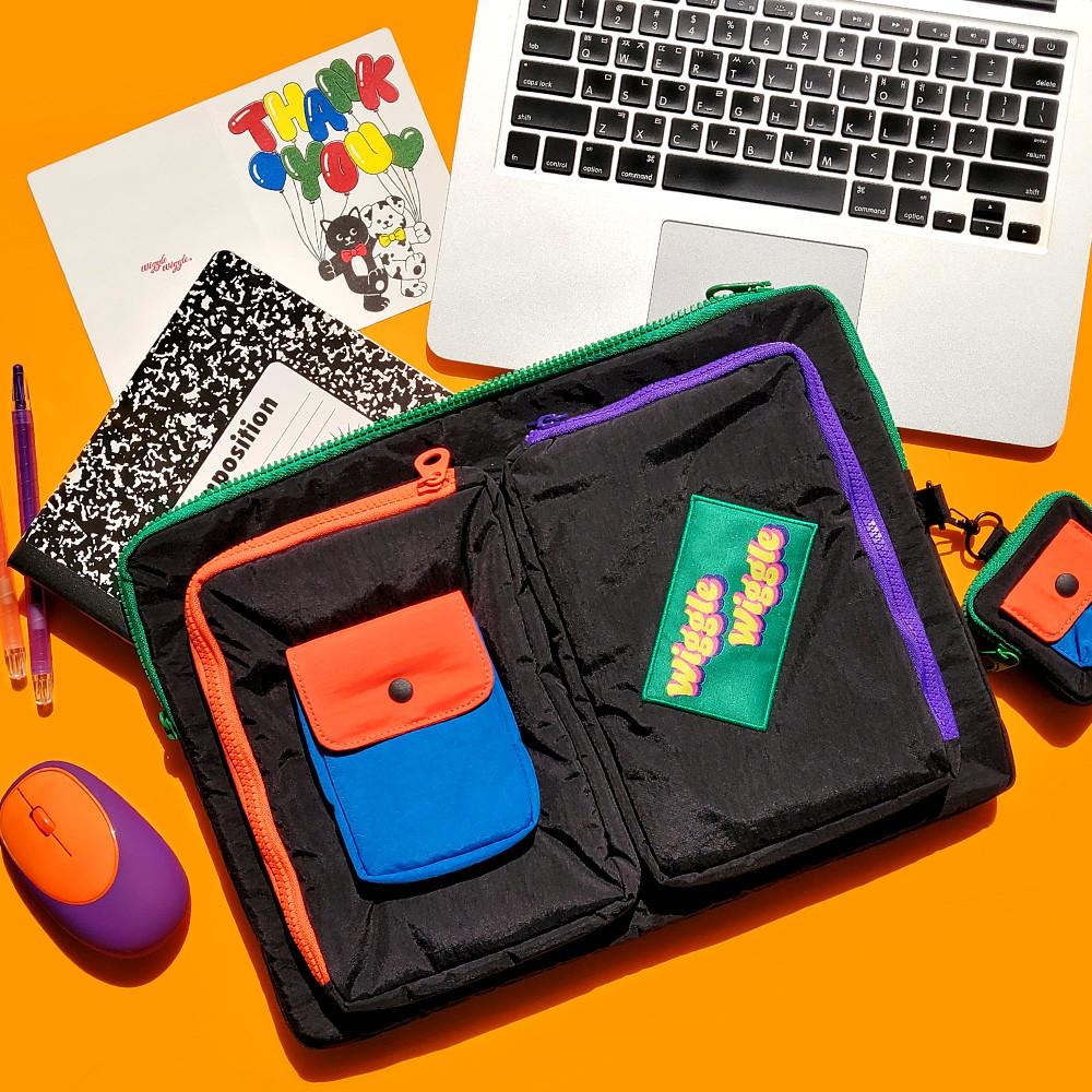 컬러 포켓 수납 노트북파우치 맥북 LG그램 - 블랙