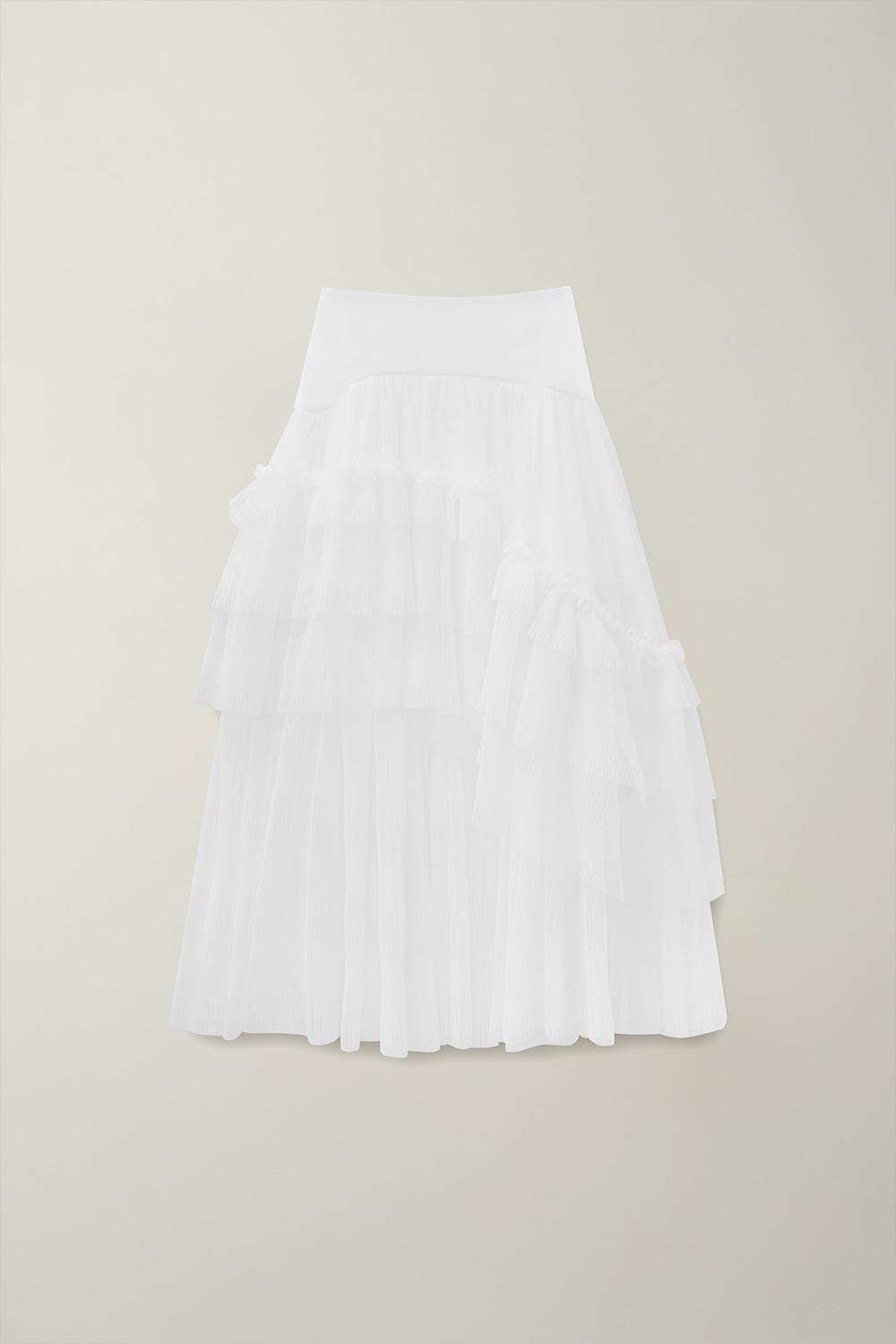 MAXI ROMANTIC SHIRRING FRILL SKIRT_TT5S508IV