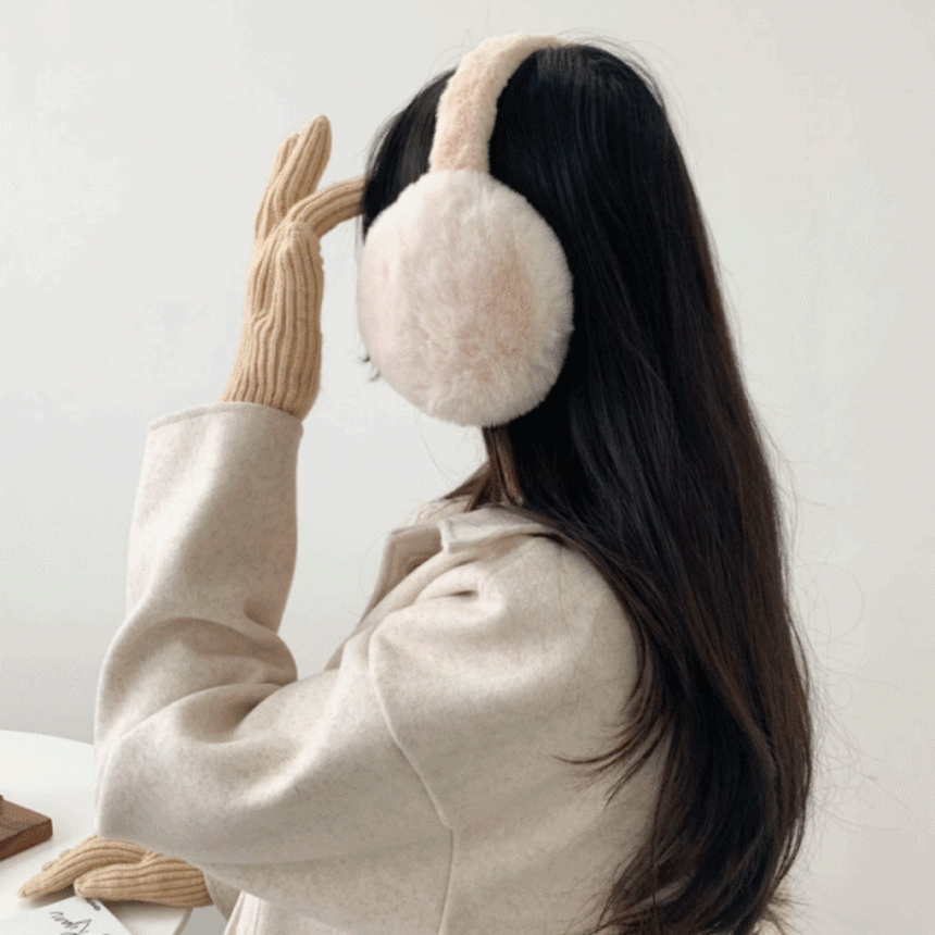 [무배] 빅 마카롱 무지 컬러 퍼 겨울 접이식 귀마개 6color