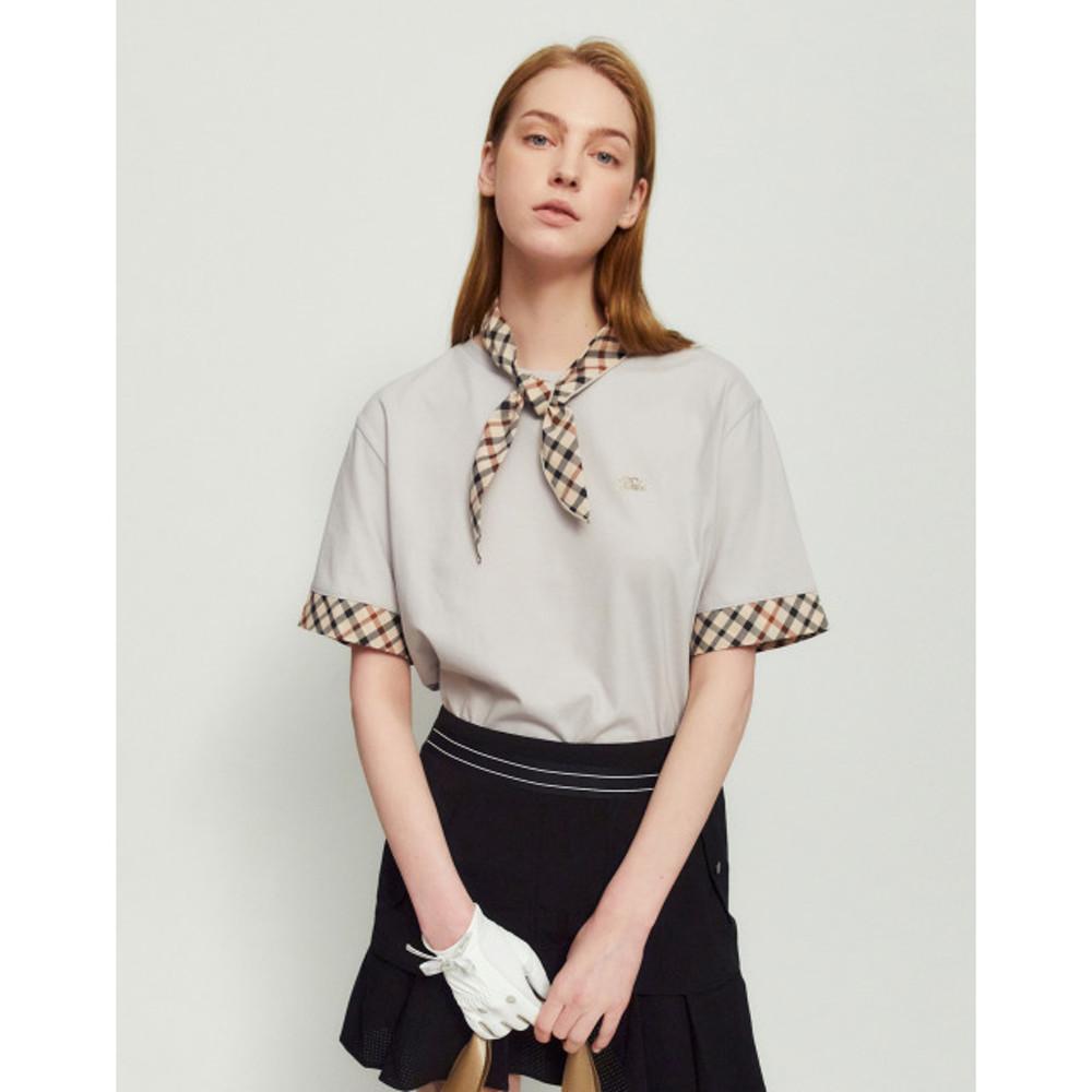 닥스골프  [populet]그레이 체크배색 면혼방 반팔티셔츠 WNTS2C077G2