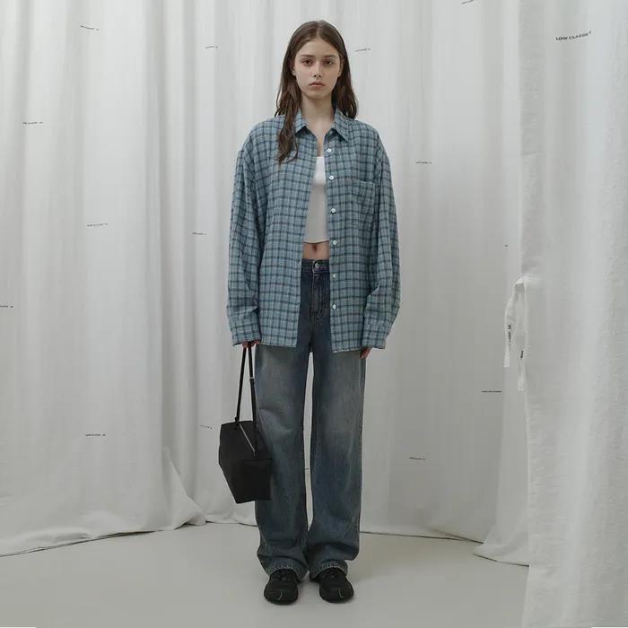 OVERSIZED FLANNEL SHIRT_BLUE CHECK_LC253SH02BU