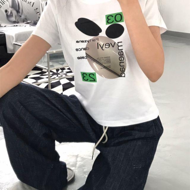 세미크롭 03 Circle 프린팅 반팔티