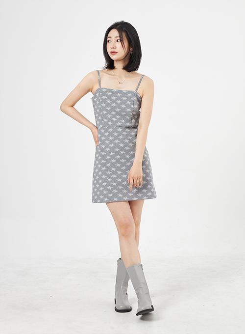 [무료배송] 로즈 패턴 슬리브리스 미니 원피스 UA3003