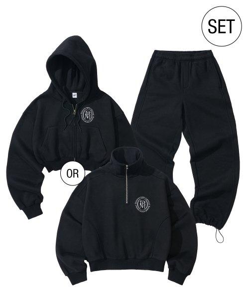[SET] 크롭후디 OR 하프집업 셋업_블랙