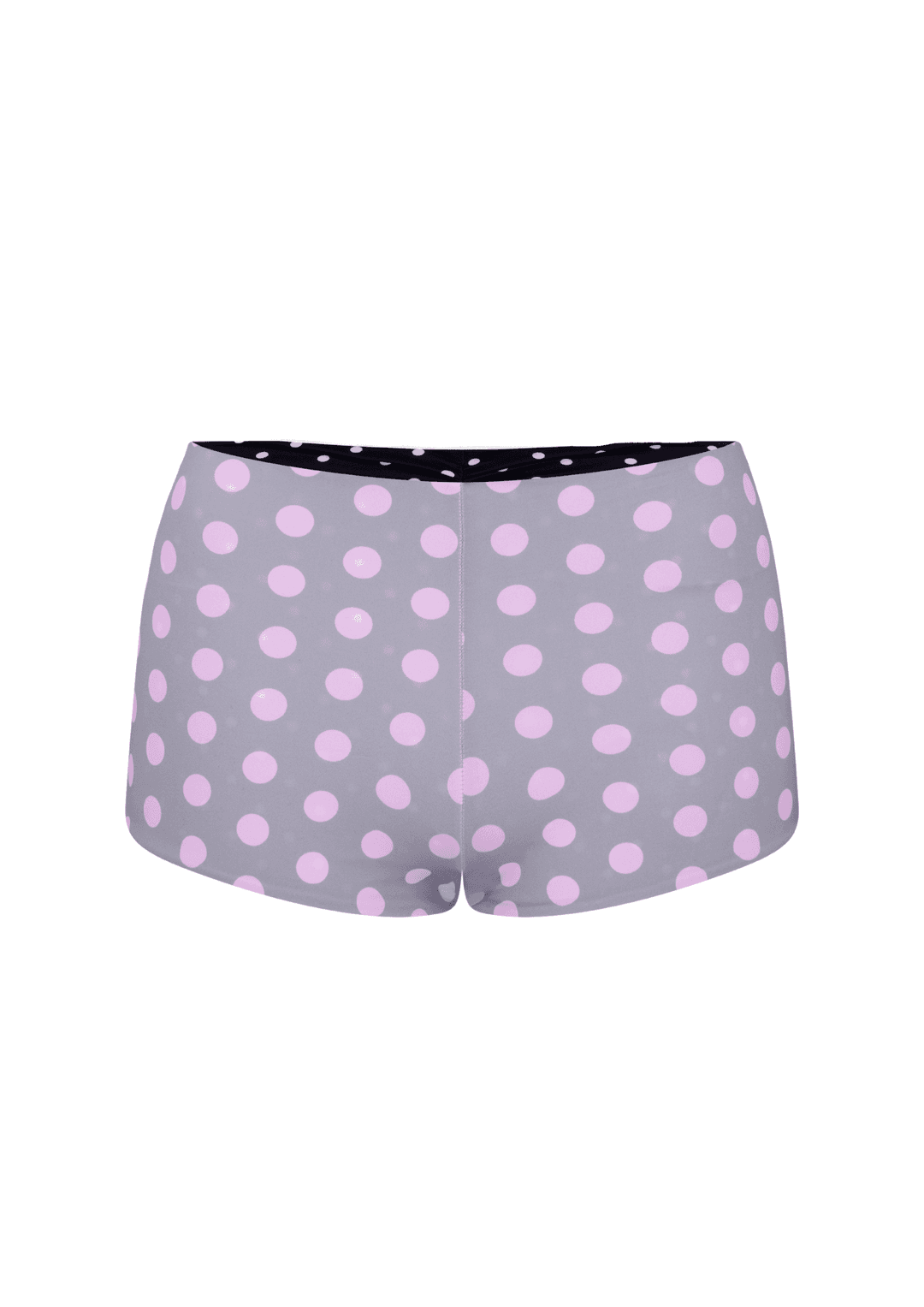 POLKA BOOTY SHORTS IN REVERSE GREY, BLACK & PINK - Grey / XS