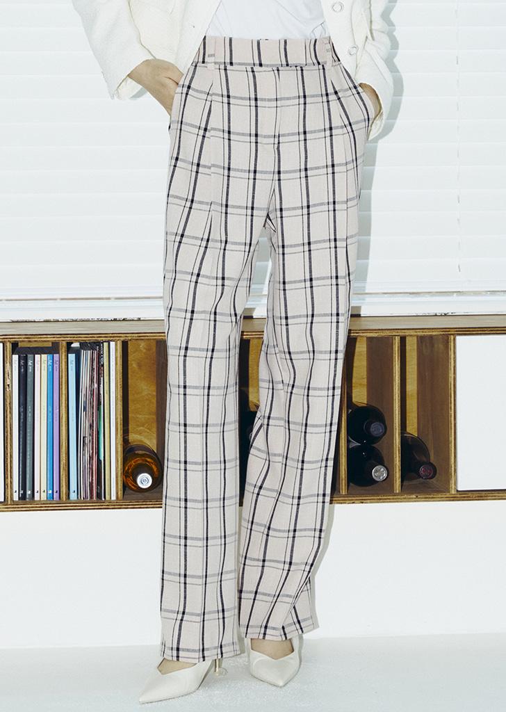 Check Wide Trousers - Pink