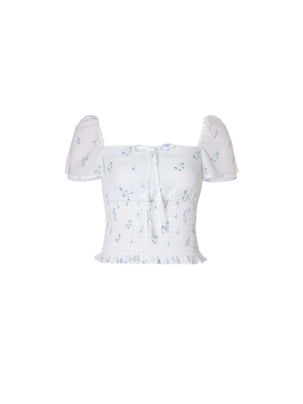 Floral puff blouse (White)