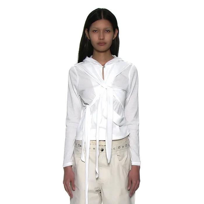 TIE-UP HOODIE LONG SLEEVE TEE_OFF WHITE