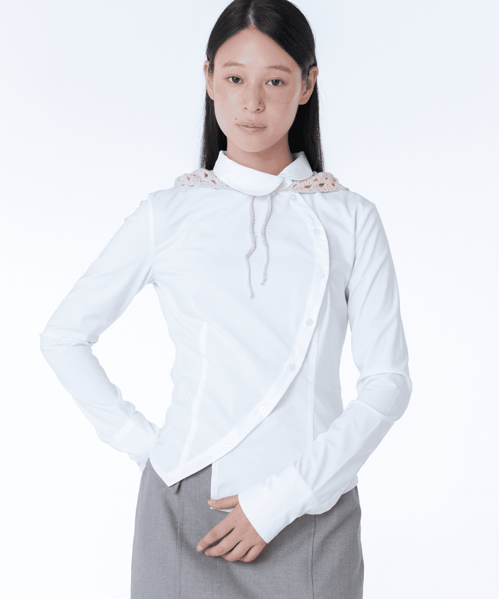 Oblique button shirts WHITE