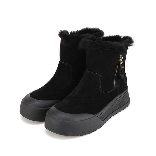 바바라 소가죽 지퍼 숏 여성 앵클 퍼부츠 5cm_BBH879BK