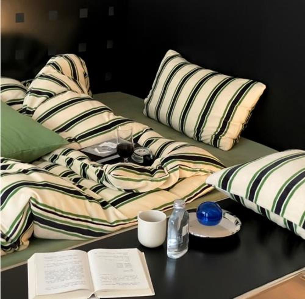 코지풀 5 TYPES 레트로 스트라이프 극세사 이불커버 세트 가을 겨울 침구세트