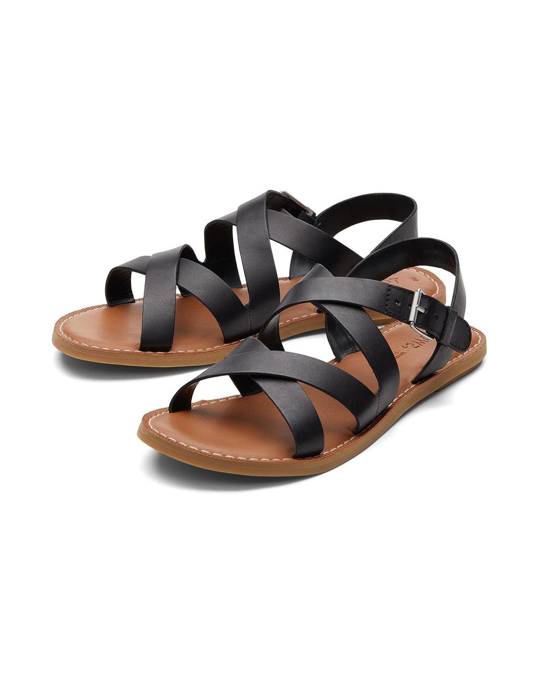 [시실리] 블랙 레더 여성 샌들