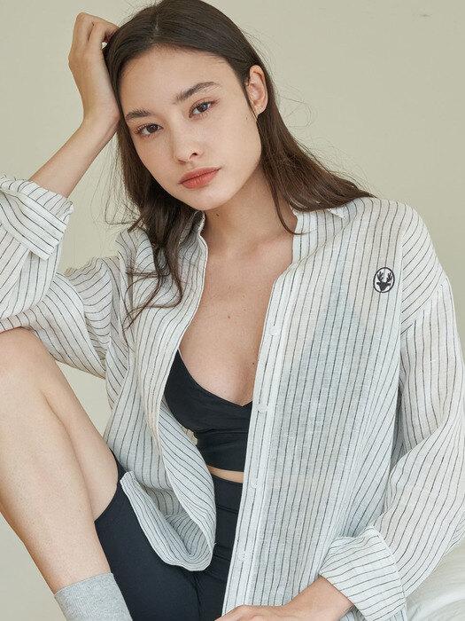 Linen stripe shirt_ Ivory